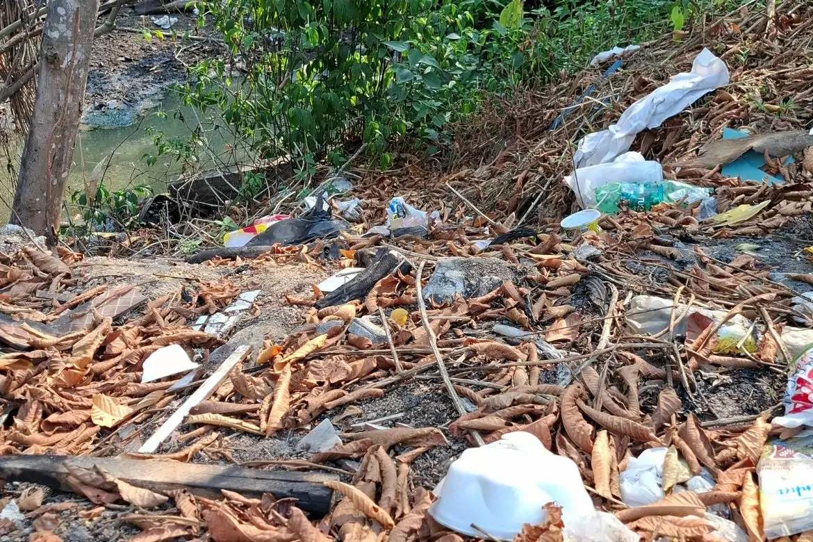 Plático, isopor, restos de obras ao redor de igarapé em Manaus. Foto: Celso Maia