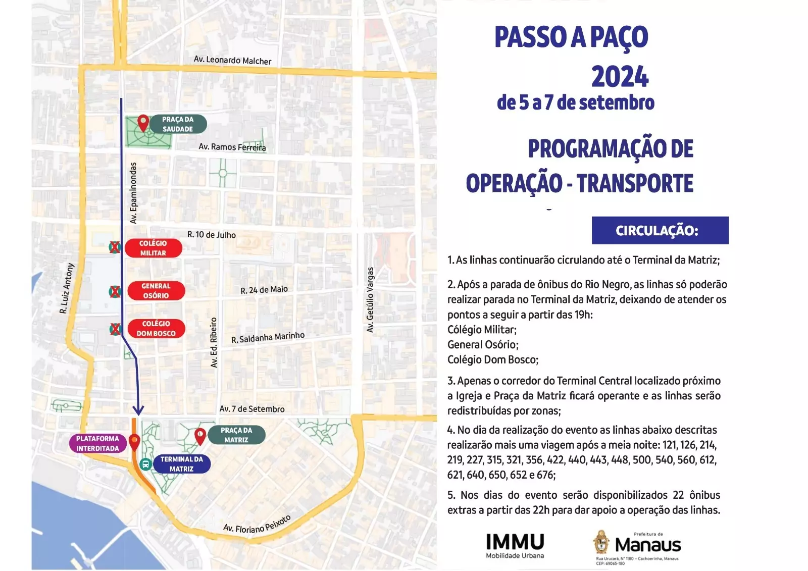 Manaus Passo a Paço 2024: confira a programação especial de transporte e trânsito