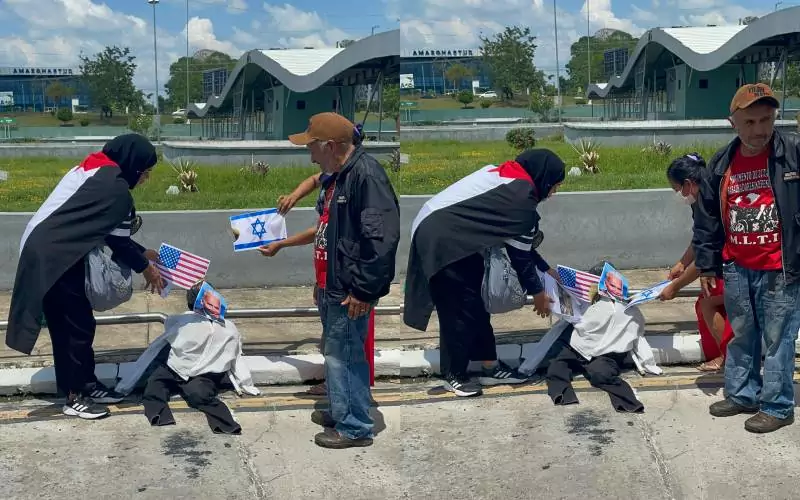 Manifestantes queimam bandeiras dos EUA e Israel em Manaus