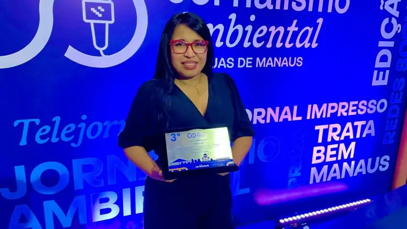 Jornalista Ana Kelly Franco conquista o terceiro lugar no prêmio de jornalismo ambiental Águas de Manaus. Foto: Celso Maia